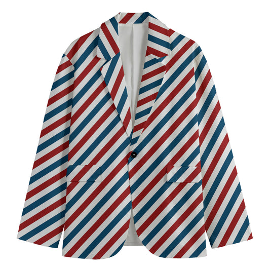 USA Patriotic Striped Pattern Print Men's Blazer