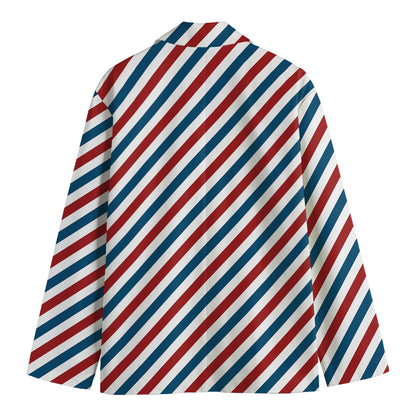 USA Patriotic Striped Pattern Print Men's Blazer