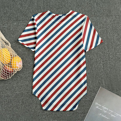 USA Patriotic Striped Pattern Print Men's Bodysuit