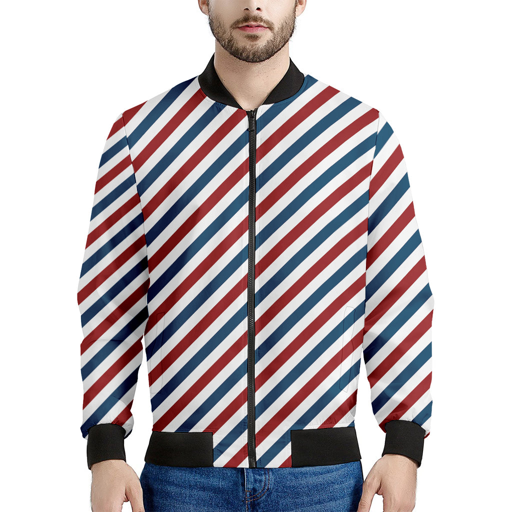 USA Patriotic Striped Pattern Print Men's Bomber Jacket