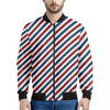 USA Patriotic Striped Pattern Print Men's Bomber Jacket