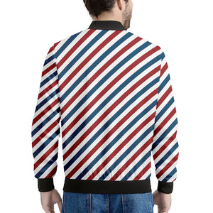 USA Patriotic Striped Pattern Print Men's Bomber Jacket