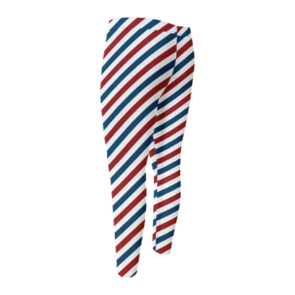 USA Patriotic Striped Pattern Print Men's Compression Pants
