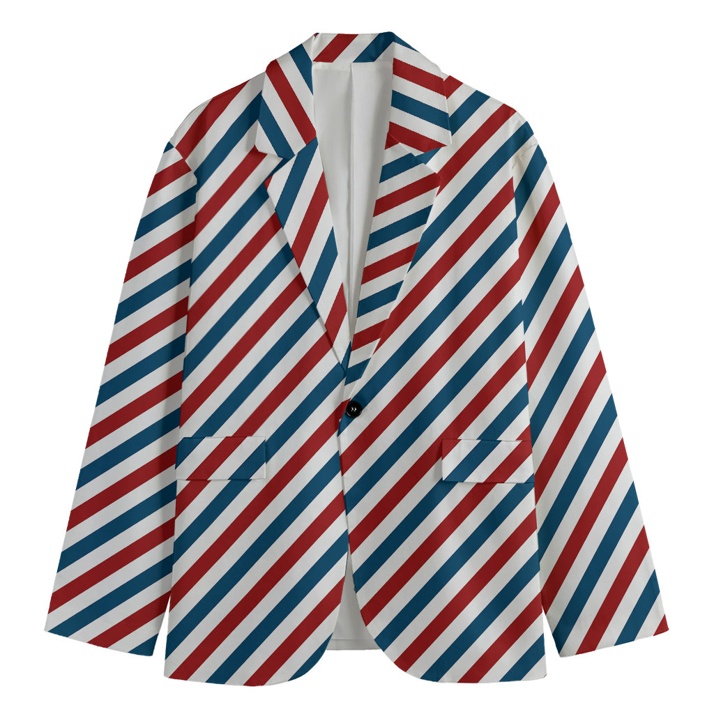 USA Patriotic Striped Pattern Print Men's Cotton Blazer