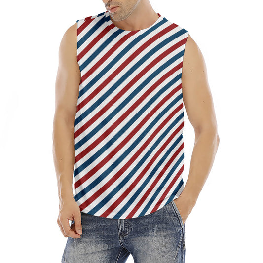 USA Patriotic Striped Pattern Print Men's Fitness Tank Top