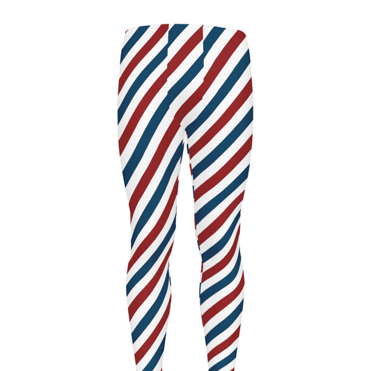 USA Patriotic Striped Pattern Print Men's leggings