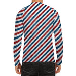 USA Patriotic Striped Pattern Print Men's Long Sleeve Rash Guard