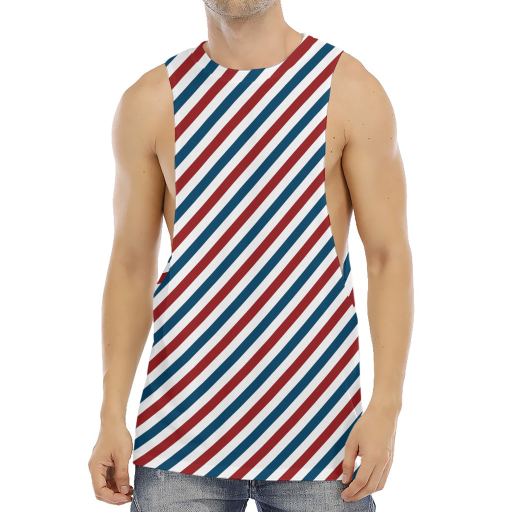 USA Patriotic Striped Pattern Print Men's Muscle Tank Top