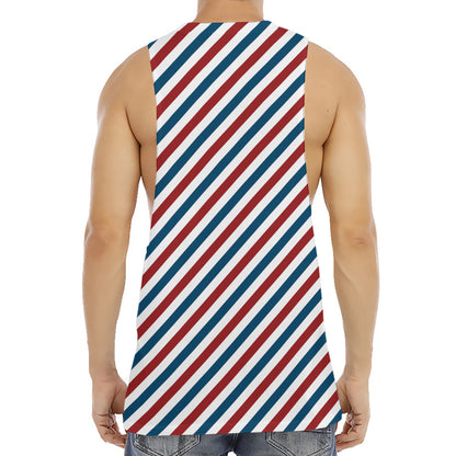 USA Patriotic Striped Pattern Print Men's Muscle Tank Top