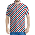 USA Patriotic Striped Pattern Print Men's Polo Shirt