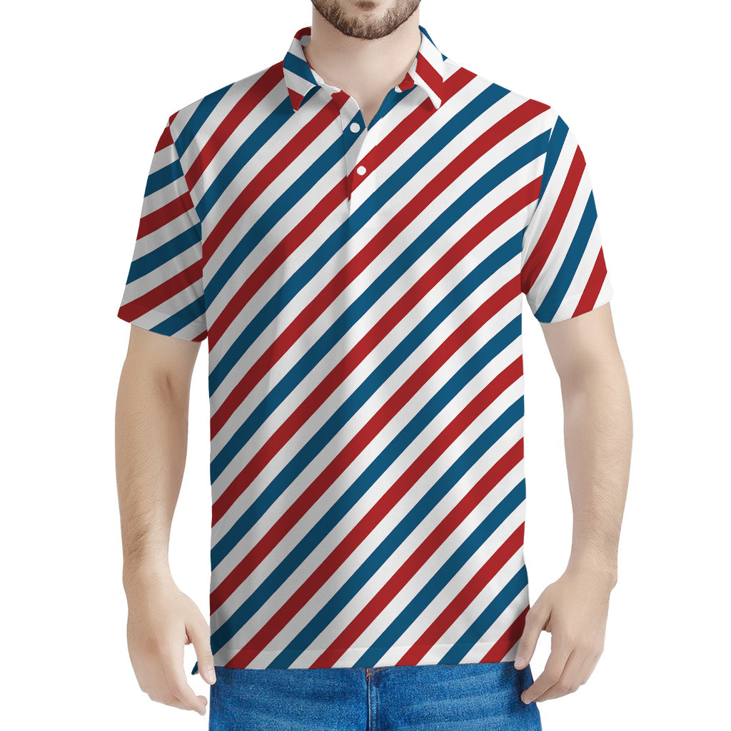 USA Patriotic Striped Pattern Print Men's Polo Shirt