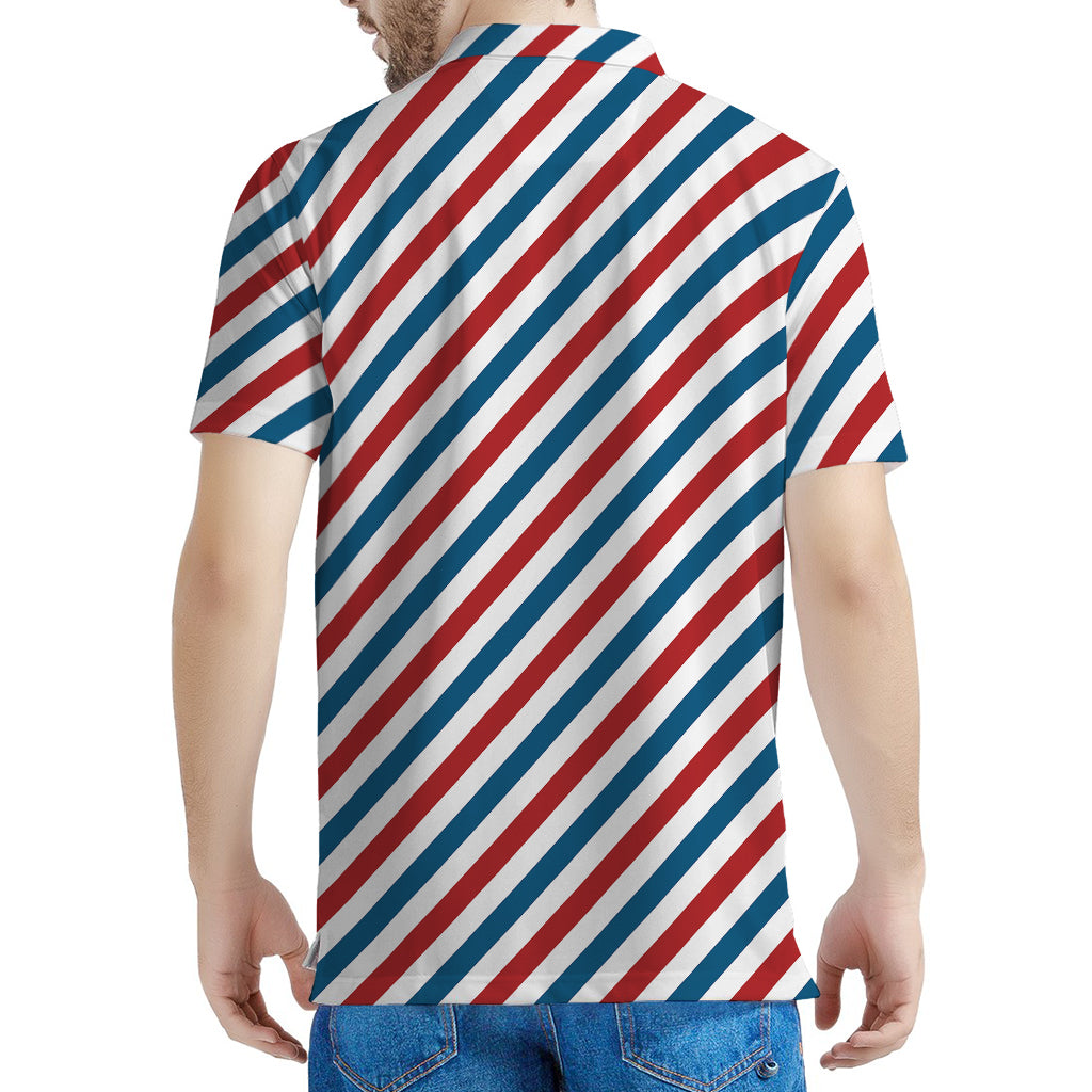 USA Patriotic Striped Pattern Print Men's Polo Shirt