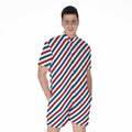 USA Patriotic Striped Pattern Print Men's Romper