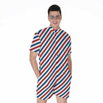 USA Patriotic Striped Pattern Print Men's Rompers