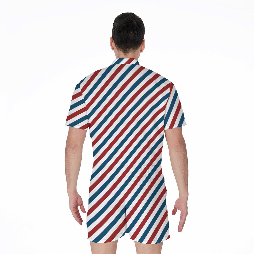 USA Patriotic Striped Pattern Print Men's Rompers