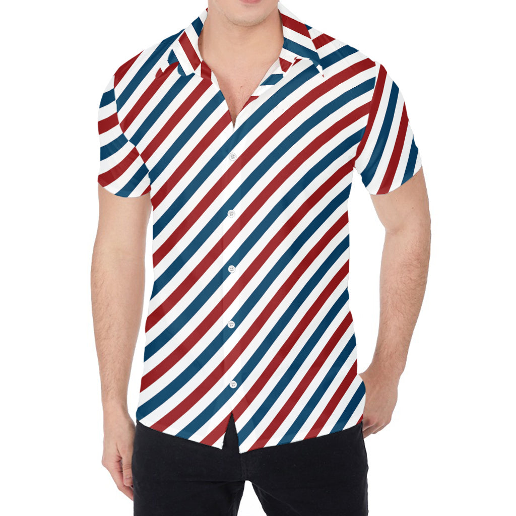 USA Patriotic Striped Pattern Print Men's Shirt