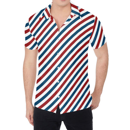 USA Patriotic Striped Pattern Print Men's Shirt