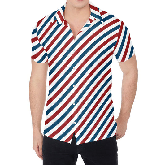 USA Patriotic Striped Pattern Print Men's Shirt