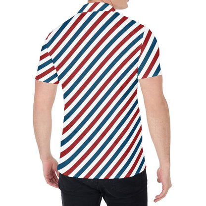 USA Patriotic Striped Pattern Print Men's Shirt