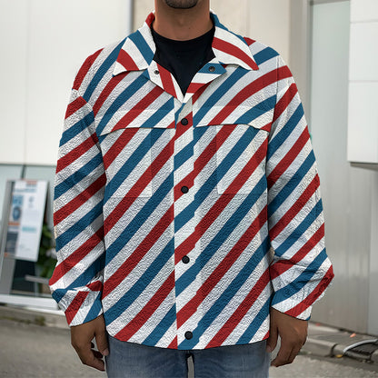 USA Patriotic Striped Pattern Print Men's Shirt Jacket