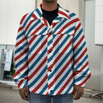 USA Patriotic Striped Pattern Print Men's Shirt Jacket