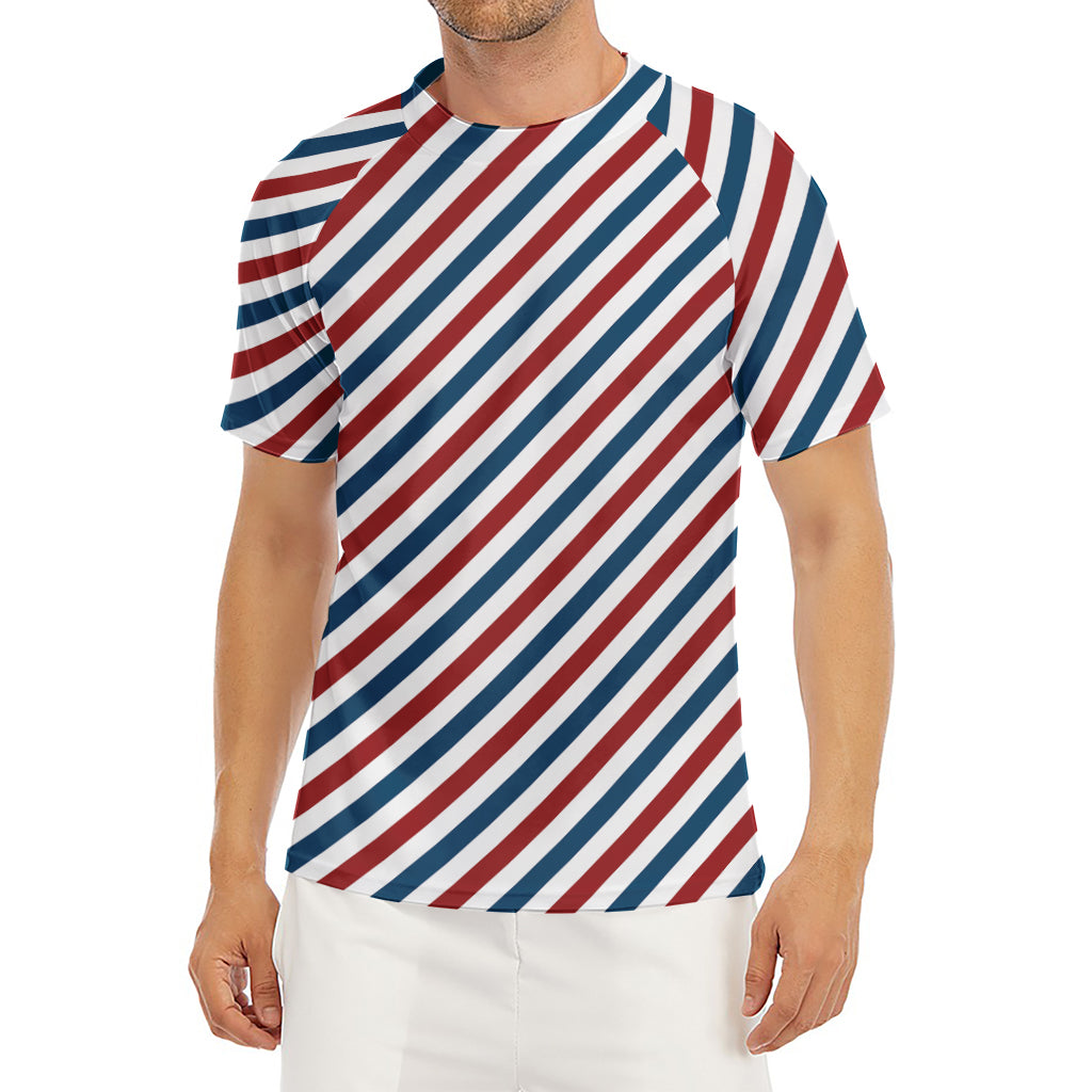USA Patriotic Striped Pattern Print Men's Short Sleeve Rash Guard