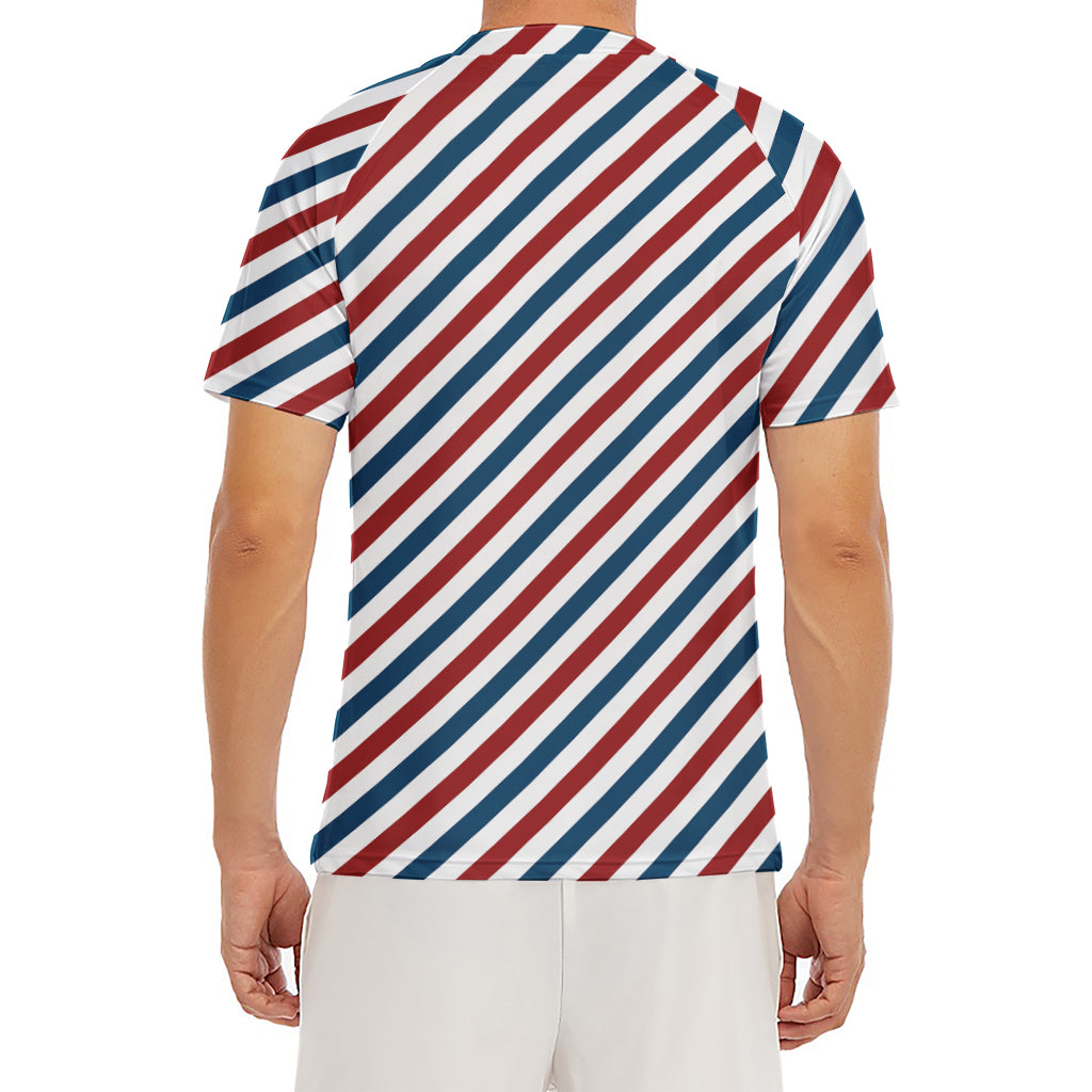 USA Patriotic Striped Pattern Print Men's Short Sleeve Rash Guard