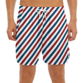 USA Patriotic Striped Pattern Print Men's Split Running Shorts