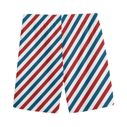 USA Patriotic Striped Pattern Print Men's Sports Shorts