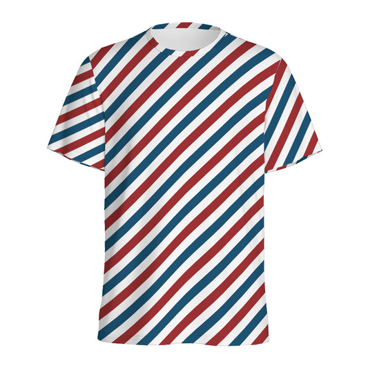 USA Patriotic Striped Pattern Print Men's Sports T-Shirt