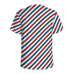 USA Patriotic Striped Pattern Print Men's Sports T-Shirt