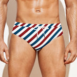 USA Patriotic Striped Pattern Print Men's Swim Briefs