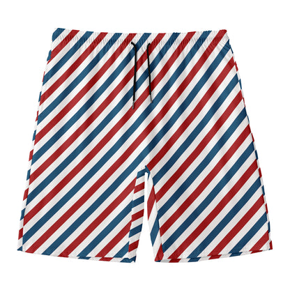 USA Patriotic Striped Pattern Print Men's Swim Trunks