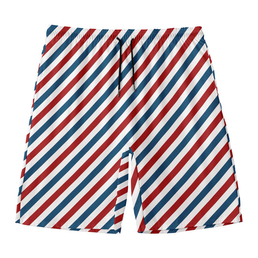 USA Patriotic Striped Pattern Print Men's Swim Trunks