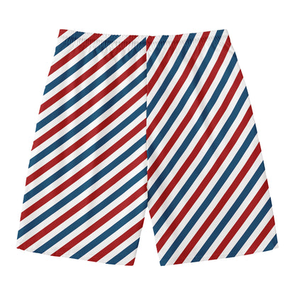 USA Patriotic Striped Pattern Print Men's Swim Trunks