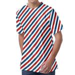 USA Patriotic Striped Pattern Print Men's Velvet T-Shirt