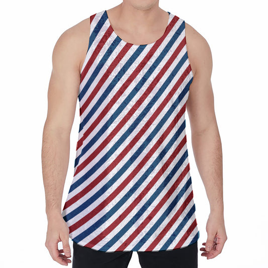 USA Patriotic Striped Pattern Print Men's Velvet Tank Top