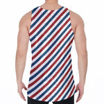 USA Patriotic Striped Pattern Print Men's Velvet Tank Top