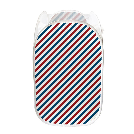 USA Patriotic Striped Pattern Print Mesh Laundry Hamper