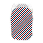 USA Patriotic Striped Pattern Print Mesh Laundry Hamper