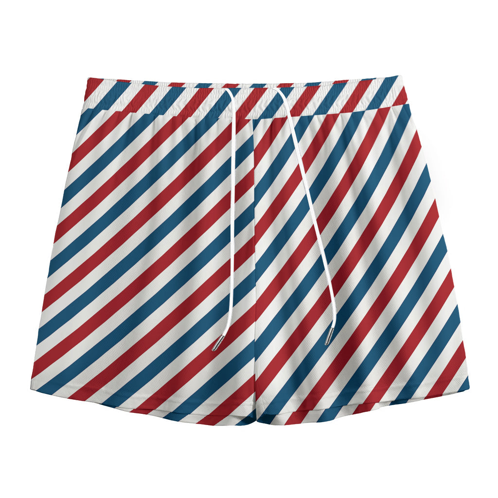 USA Patriotic Striped Pattern Print Mesh Shorts