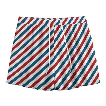 USA Patriotic Striped Pattern Print Mesh Shorts
