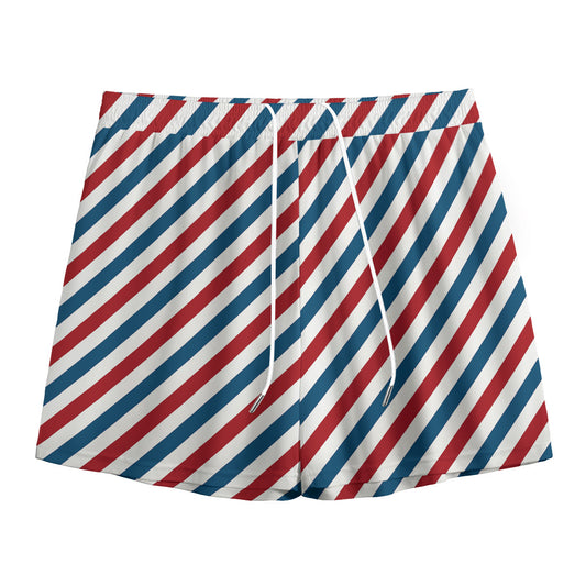 USA Patriotic Striped Pattern Print Mesh Shorts