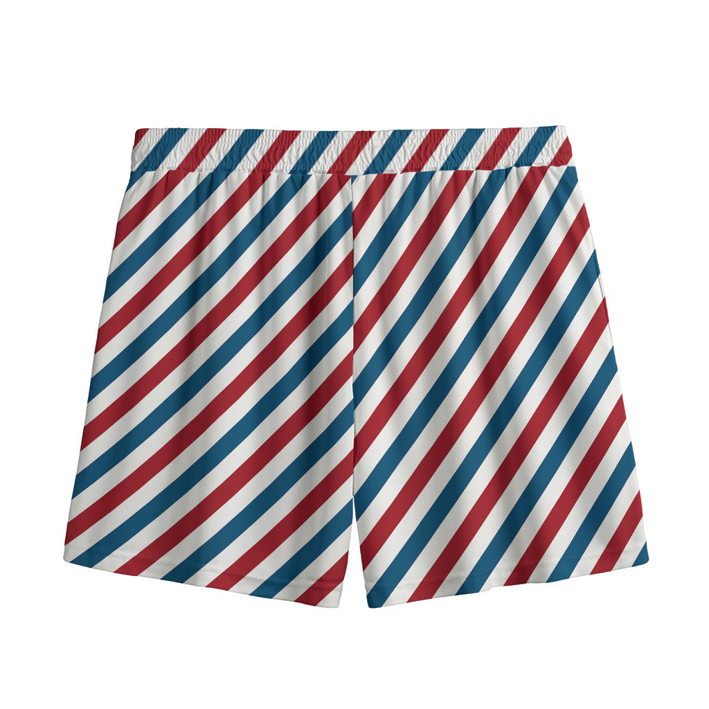 USA Patriotic Striped Pattern Print Mesh Shorts