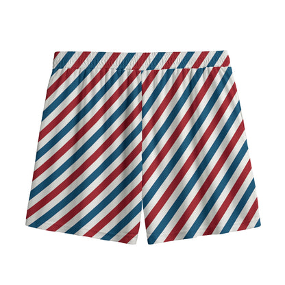 USA Patriotic Striped Pattern Print Mesh Shorts
