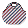 USA Patriotic Striped Pattern Print Neoprene Lunch Bag