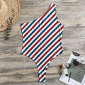 USA Patriotic Striped Pattern Print One Shoulder Bodysuit