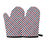 USA Patriotic Striped Pattern Print Oven Mitts