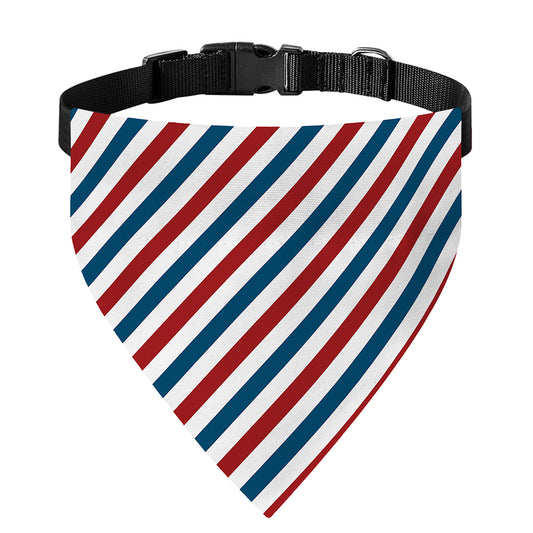 USA Patriotic Striped Pattern Print Over The Collar Dog Bandana
