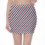 USA Patriotic Striped Pattern Print Pencil Mini Skirt